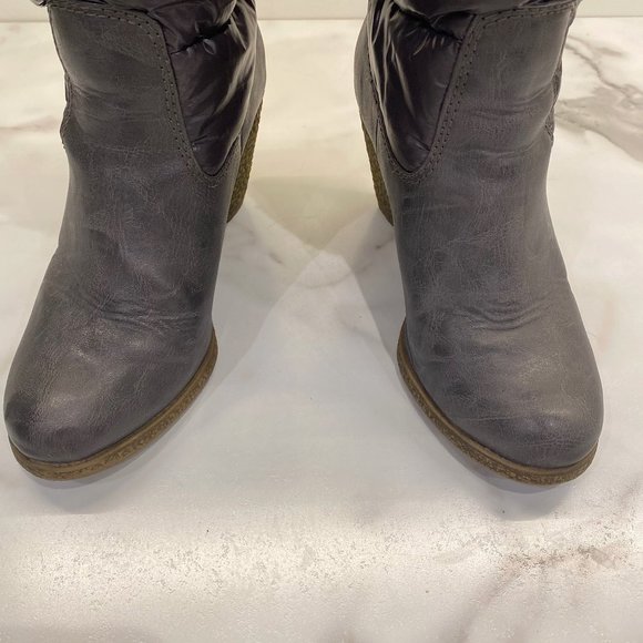 Steve Madden Grey Puffy Winter Heeled Boots - Picture 9 of 13